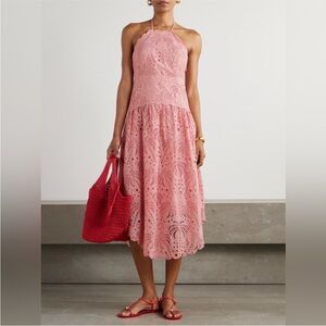 FARM Rio Blush Pink Palm Tree Eyelet
Midi Dress Size Extra Small NWT